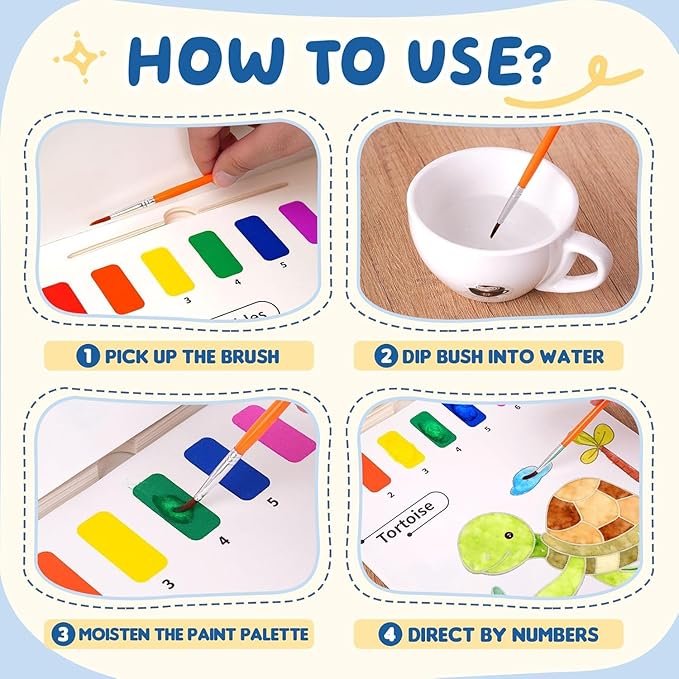 YPLUS Paint with Water Books for Toddlers, Art Craft Toys Watercolor Painting Pape, Gift for Kids Ages 1-3, 2-4, 4-6, Drawing with Brush - Animals