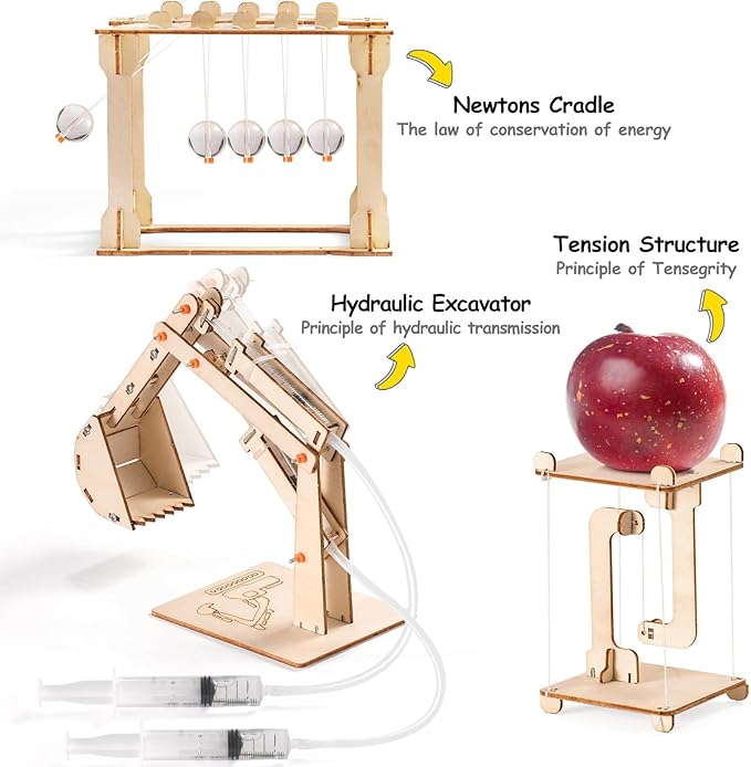 STEM Science Kits for Kids Ages 8-12 8-10, Wood Building Crafts Kits for Boys, STEM Toys for Ages 8-13 9 10 11 Year Old Gifts, Kids Science Engineering Experiment Projects, 3D Wooden Puzzles 10-12