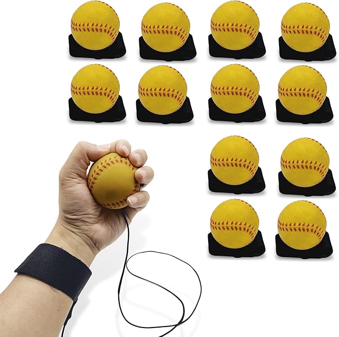 ZUYEE 4/8/16 Pack 2.36 inch Wrist Return Balls Baseballs on a String with Wristband - for Kids, Teens & Adults - Fun Sports Gift for Wrist Exercise Hand-Eye Coordination & Rebound Practice