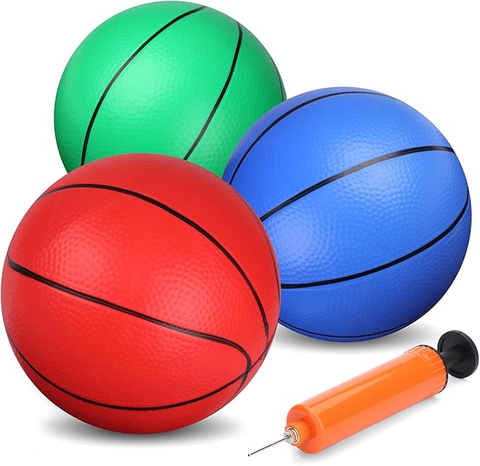 6" Mini Basketball for Mini Basketball Hoop, Small Replacement Ball for Over The Door Hoop, Little PVC Playground Pool Ball for Kids Toddler, Beach Indoor Outdoor Sport Game 3 PCS (Rainbow)