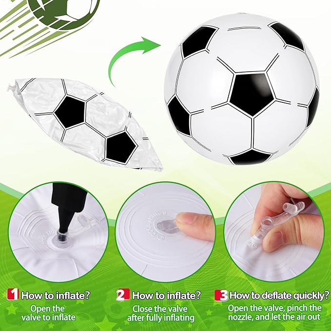 30 Pieces Inflatable Soccer Beach Balls, 8 Inch PVC Blow Up Bouncy Balls Bulk Beach Toy for Sports Themed Soccer Birthday Party Decorations Summer Beach Pool Game Water Sand Party Favors