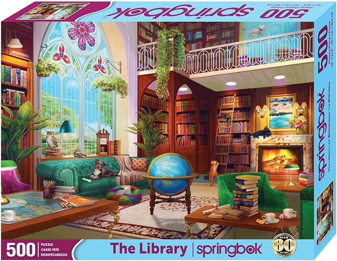 Springbok The Library 500 Piece Jigsaw Puzzle for Adults - Cozy Library for Booklovers - Unique Cut and Perfectly Fit Pieces - Finished Size 23.5" x 18"