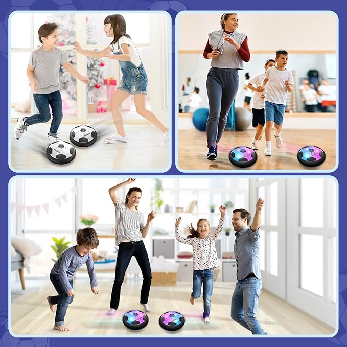Set of 2 Hover Soccer Ball,Boys Toys Gifts for 3 4 5 6 7 8 Years Old,Air Power Kids Soccer Ball with LED Light,Hover Soccers Balls Indoor for Boys and Girls 3-5 6-8,Outdoor Indoor Game