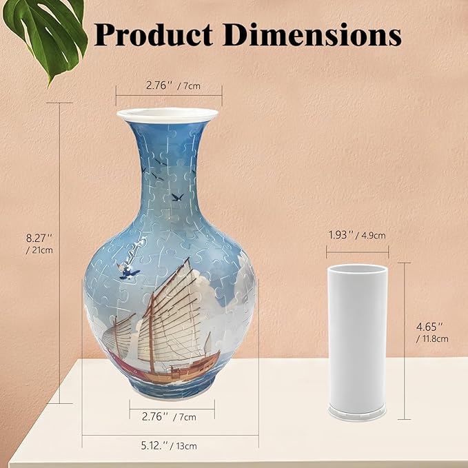 3D Puzzle Vase for Adults, 164 Piece Unique Flower Vase, Crafts for Adults, Home Decor Gift for Flower Arrangements