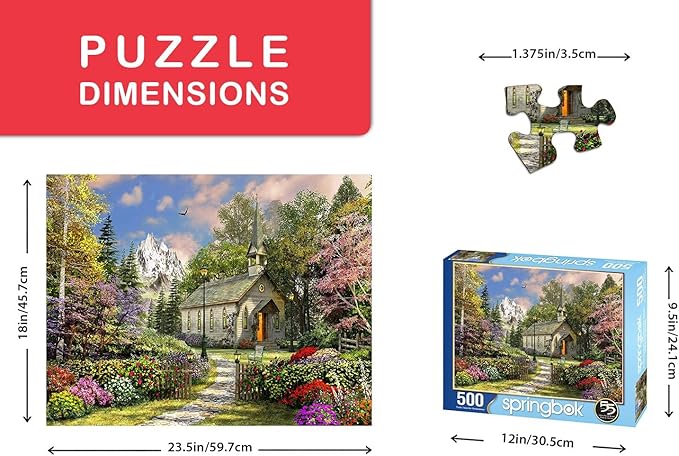 Springbok's 500 Piece Jigsaw Puzzle Mountain View Chapel - Made in USA
