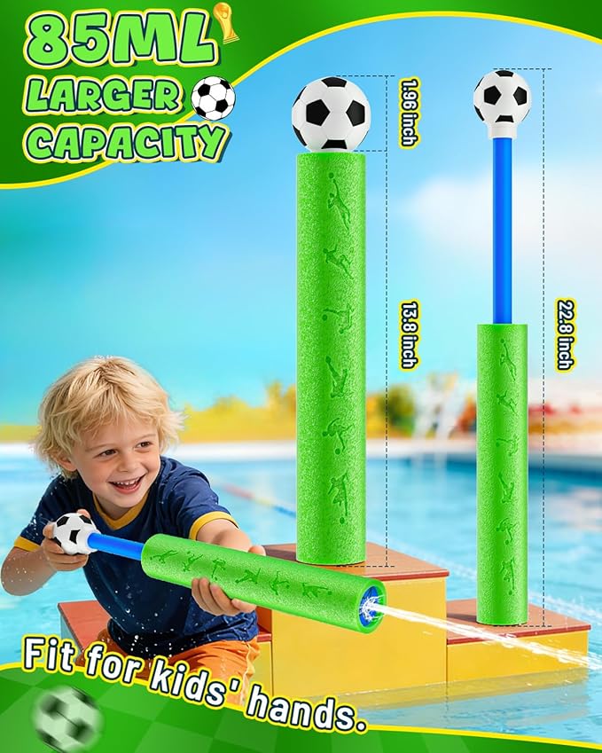 Foam Water Blaster Squirt Guns for Kids: Water Squirter Shooters for Kids Ages 4-12 with Football Design, Water Soaker Bulk for Summer Pool Toy Swimming Beach Backyard Outdoor Party Favors