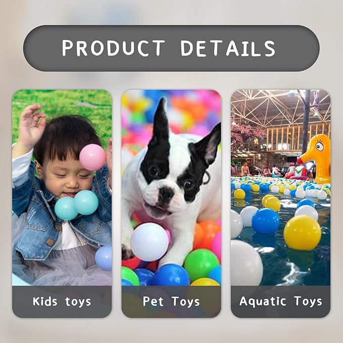 Ball Pit Balls for Kids & Dogs Cats Pack of 100 200 500- BPA Free, Crush Proof Plastic Balls for Ball Pit, Tent, Playhouse, Children's Toy Balls for Party, Macaron Ocean Balls 2.15 Inch