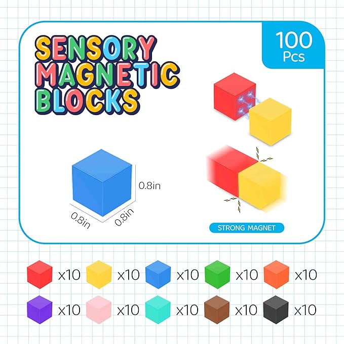 100PCS Magnetic Blocks,Magnetic Building Blocks for Toddlers Sensory & STEM Montessori Toys,Ideal Gifts for Boys Girls 3-8 Years Old
