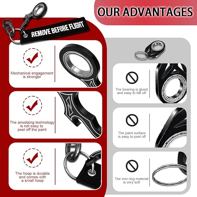 LENCLE Keychain Spinner Set,Fidget Toy,Full Metal Spinning Keychain Fidget with Tag for Motorcycles,Backpacks,and Men's Gifts
