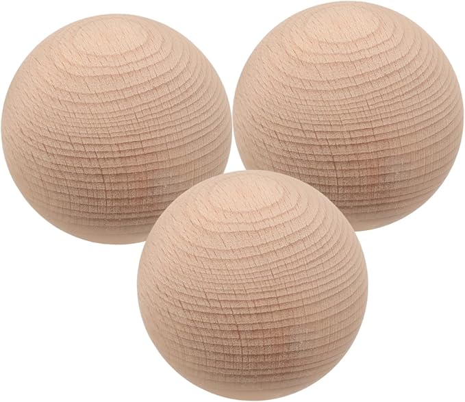 TOYANDONA Beech Wood Croquet Golf Ball Set 3Pcs for Outdoor Lawn Games Backyard Family Fun Durable Round Balls for Multiple Players