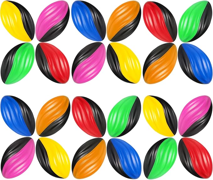Jerify 24 Pack Foam Footballs 4.72 Inch Bulk Mini Spiral Football Toys Easy Grip Waterproof Small Soft Emulation Foam Footballs for Kids Indoor Outdoor Play Game Football Party Favors(Spiral Style)