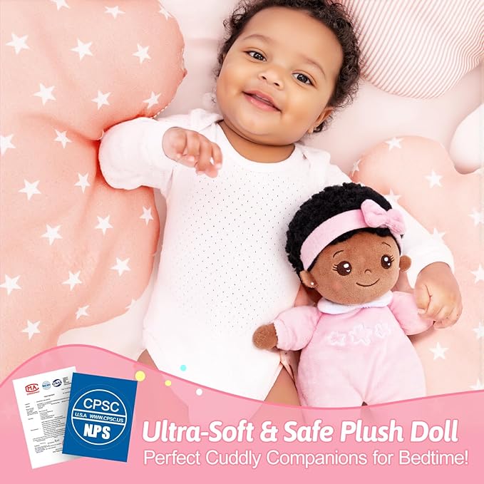 OUOZZZ 10" Black Baby Doll - 1 Year Old Girl Birthday Gifts First African American Baby Dolls for Toddler Girl Toys, Snuggle Buddy for Infants