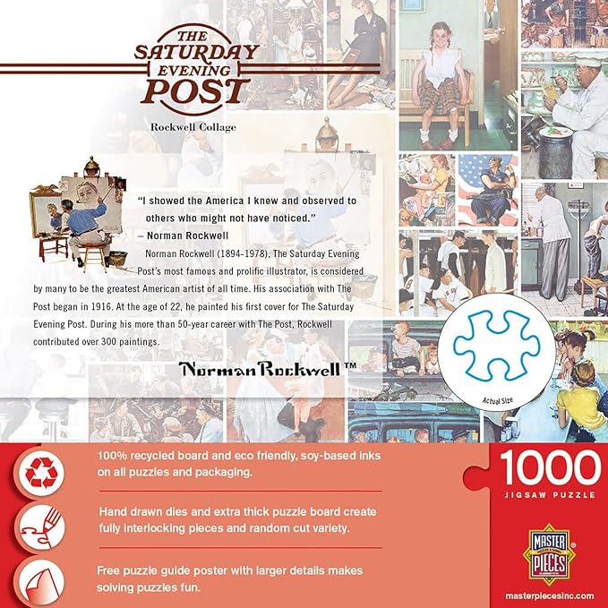 MasterPieces 1000 Piece Jigsaw Puzzle for Adults, Family, Or Youth - Rockwell Collage - 19.25"x26.75"