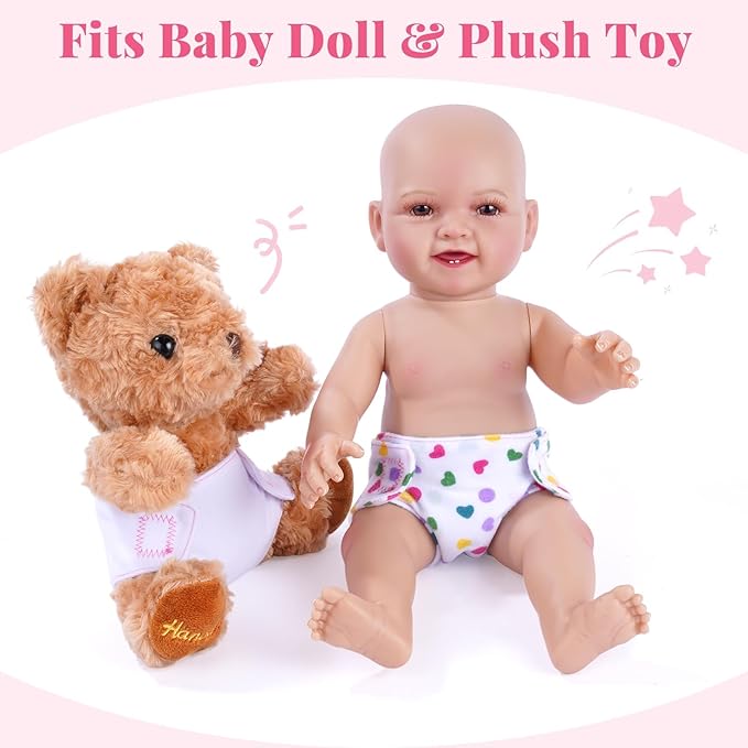 BABESIDE Baby Doll Accessories, Doll Carrier with 2 Doll Diapers – Baby Dolls Accessories Set for 12-15 Inch Dolls, Pretend Play Gift for Girls