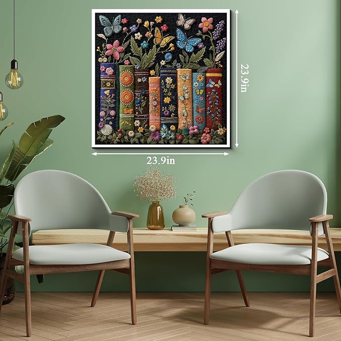 Vintage Wildflower Books Puzzles for Adults 1000 Pieces, Flower Book Pages Jigsaw Puzzles, Retro Floral Plant Butterfly Puzzle