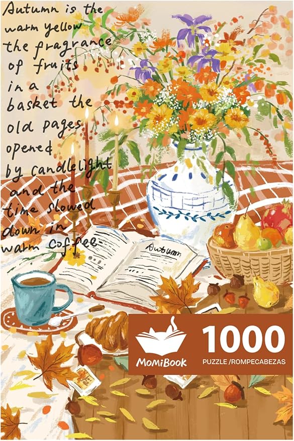 MOMIBOOK 1000 Piece Puzzle for Adults Jigsaw Puzzles of Slow Autumn Days, Painting Image Touch Film Fall Puzzles Challenging Hard Impossible Puzzle Unique Party Christmas Birthday Gifts