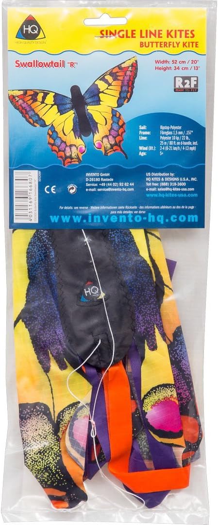 HQ Kites R Butterfly Kite 20 Inch Single Line Kite with Tail