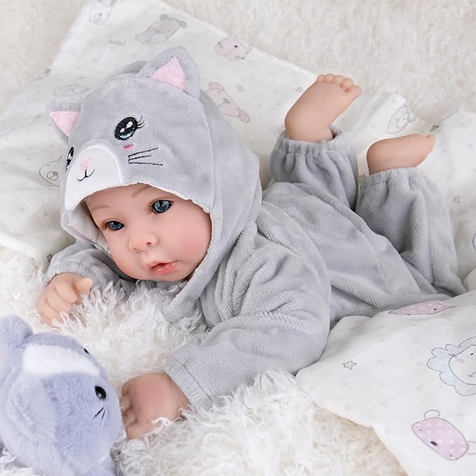 Aori Lifelike Baby Dolls - Realistic 17-Inch Baby Girl with Cute Lightweight Body, Real Life Baby Doll Set with Accessories for 3+ Kids Girls & Collection