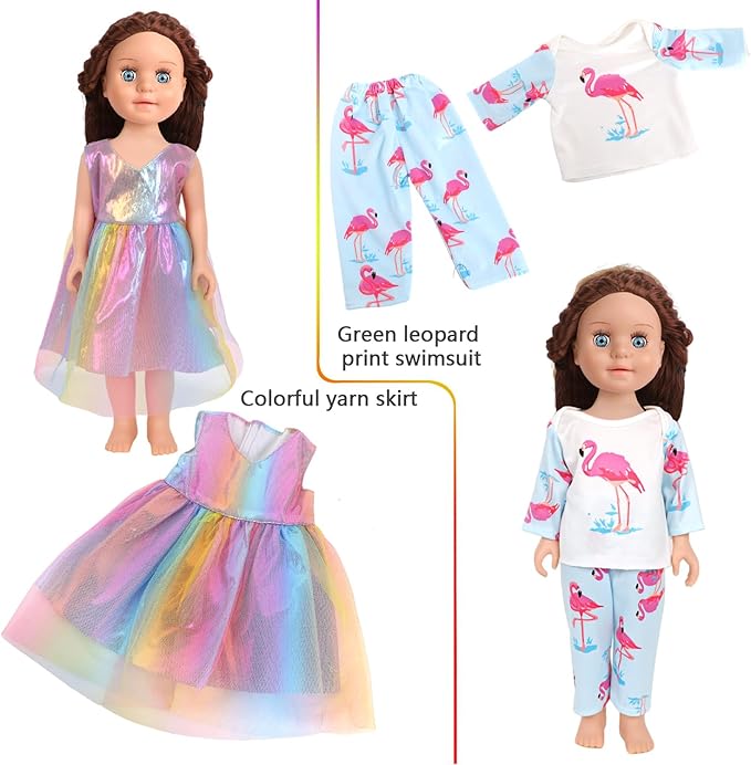 10 Sets of 18 Inch American Doll Clothes, Including 10 of Doll Clothing Dress Outfits for Gift Dolls, Birthday Gifts for Kids