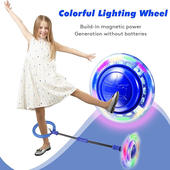 Ankle Skip Ball for Kids, Girls Toys Age 5 6 7 8 9 10 Years, Birthday Gift for Girls and Boys, Foldable Colorful Flash Wheel Skip Ball, Sports Fitness Toys for Kids & Adults