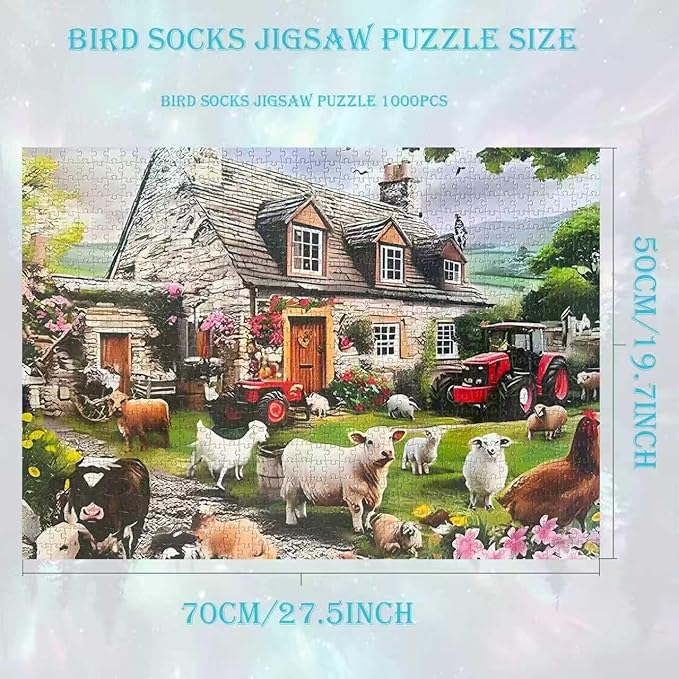 Farm Animal 1000 Piece Puzzle for Adults,Puzzles for Adults 1000 Pieces,Hard Difficult and Challenging Mosaic Jigsaw Puzzles Toy Games 1000Pieces 27.5 X 19.7inch