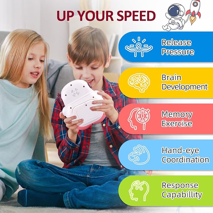 Blackma Fast Push Fidget Toy - Handheld Light Up Sensory Puzzle Game for Kids, Birthday & Easter Gift for Boys Girls Ages 3-12 (Blue-Astronaut)