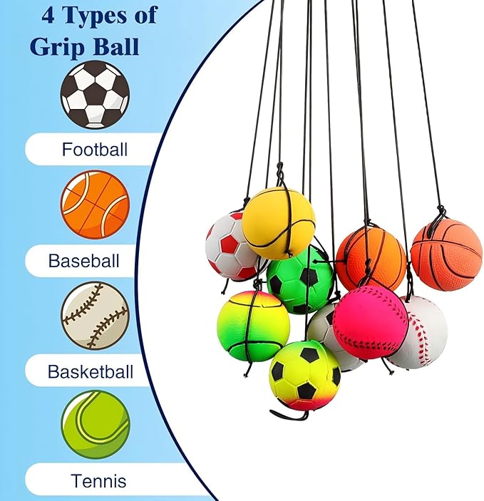 Skylety Wrist Return Ball on a String 1.85'' Rebound Sport Ball with Elastic Strap and String, Basketball Baseball Soccer Tennis Wristband Toy for Teens Adults Gifts, Wrist Exercise or Play