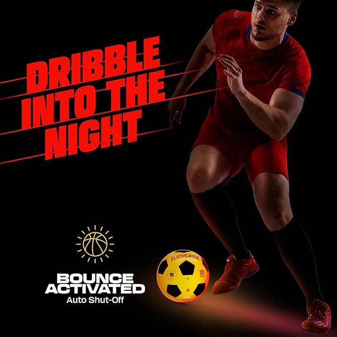 Light Up Soccer Ball - Glow in the Dark - NO 5 - Sports Gear Gifts for Boys & Girls 8-15+ Year Old - Kids, Teens Gift Birthday Ideas - Cool Boy Toys Ages 8 to 15 Glowing Night Activity