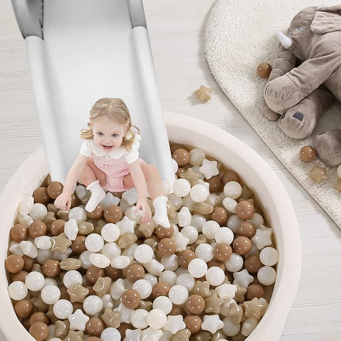 TRENDPLAY Star Ball Pit Balls for Toddlers -50 100 200 Count Star Balls Different Shapes, Non-Toxic Plastic Balls for Safe Play, Boys Girls Festival Party Decoration
