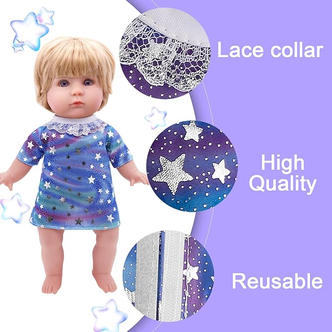 Alive Doll Clothes and Accessories - Baby Doll Dresses Fit for 10 11 12 Inch Girl Dolls, 6 Sets Dolls Outfits Include Dresses, Pajamas, One-Piece Suit, Jumpsuits, for Girls Gifts Christmas