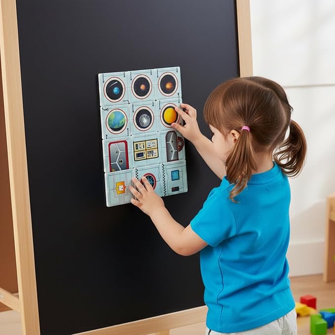 Magnetic Tiles Space Rocket Set,46 PCS Magnetic Building Blocks for Kids 3+, STEM Learning Toys, Safe & Durable Creative Construction Play, Gift for Boys & Girls
