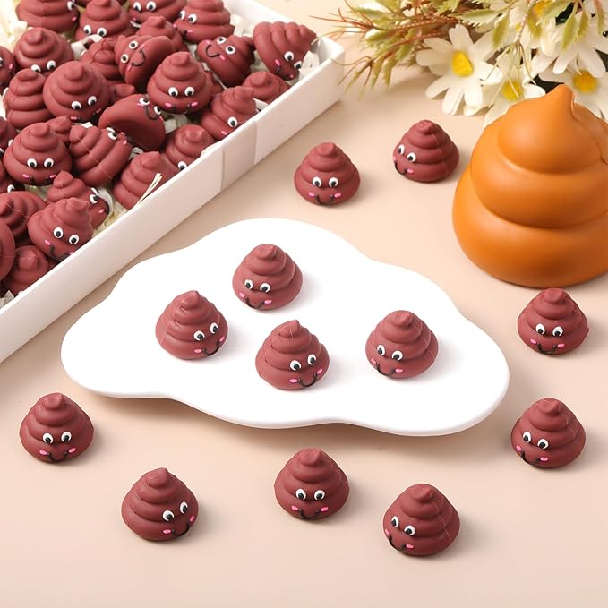 25 Pcs Mini Poop Figures Small Poop Figurines Poo Toys Fake Poop Classic Brown Poop Rubber Poop for Prank Hide Seek Goodie Bags Piñata Stuffers Party Supplies Gifts Easter Egg Fillers
