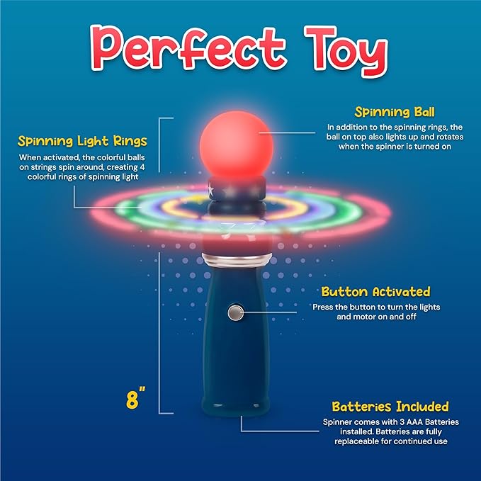 Windy City Novelties Hand-Held LED Light Up Galaxy Spinner - Colorful Flashing Lights for Parties, Events, and Fun