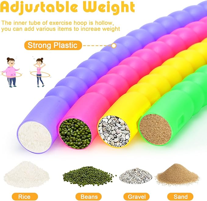 Vinsot Toy Hoop Detachable Plastic Hoops Exercise Equipment Toy Adjustable Rings for Sports Playing Party Game Dance Pet Training