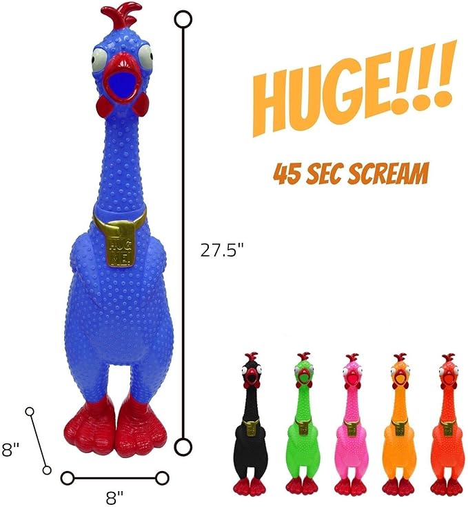 Animolds Hug Me Giant Rubber Chicken- Huge Stress Relief Screaming Chicken Toy | Screams Up to 45 Seconds- Novelty Gag and Prank Toys | Funny Toys Gifts for Christmas Stocking Stuffers for Kids Adult