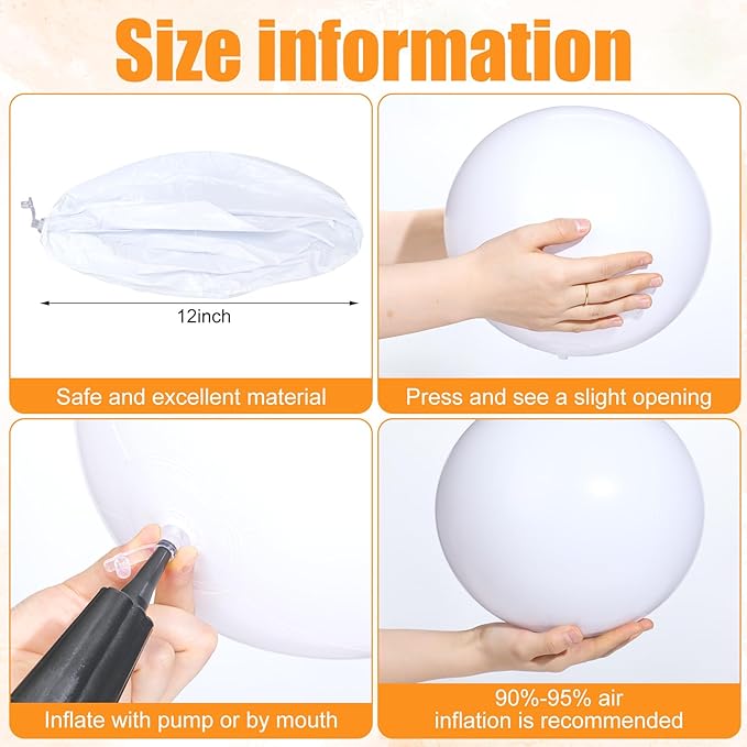 Sinmoe 12 Pieces Large gaint Inflatable White Beach Ball Bulk Solid Swimming Pool Floating Blow up Ball DIY Paint Craft for Boys Girls Hawaii Luau Birthday Beach Summer Party(12 Inch,White)