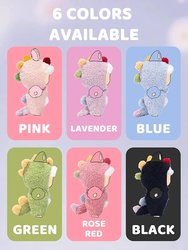 Clothes for LABUBU 17cm Doll (NO Dolls), Dinosaur Outfit for LABUBU, Dino Dolls Keychain Accessories, Faking Animal Style Outfit Jumpsuit Dinosaur Costume for LABUBU (Rose Red)