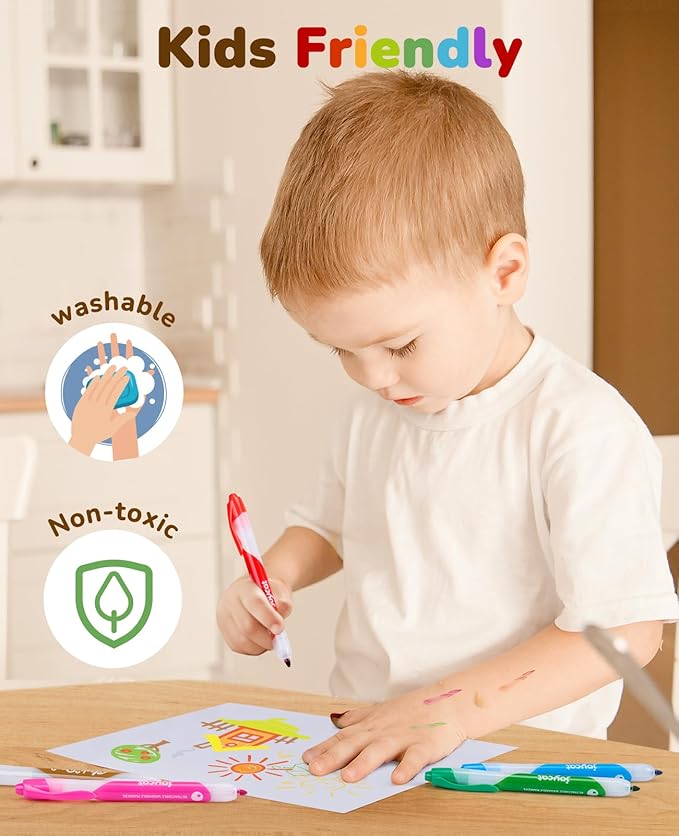 JoyCat Click & Draw Washable Markers for kids with Retractable Tips,20 Colors Markers Set,retractable marker for Toddlers Kids, Ideal arts & crafts supplies,coloring markers,Holiday Gifts for Kid.