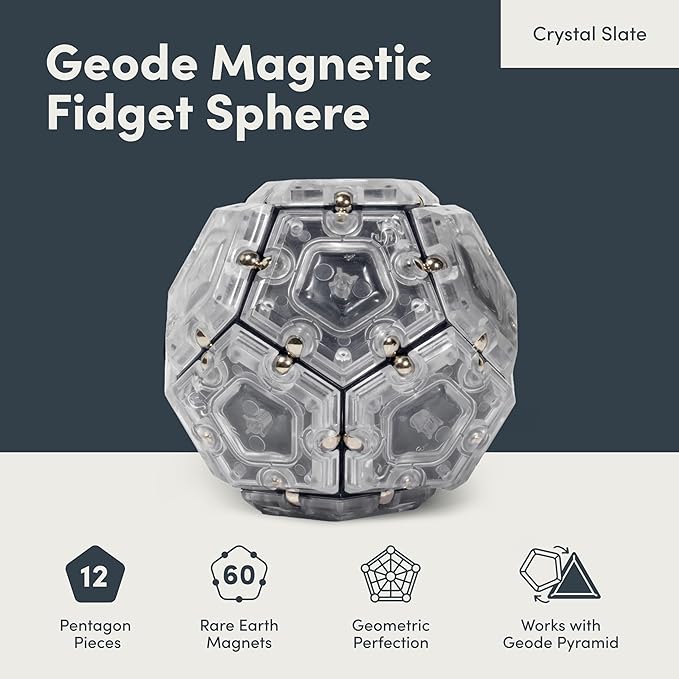 Speks Geode Magnetic Fidget Toy | Sensory Desk Toy for Adults & Teens 14+ | Stress Relief Gift | Sphere, Slate