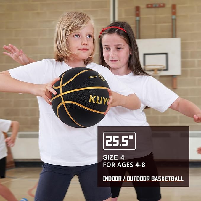 KUYOTQ Kids Youth Adult Size 3/4/5/6/7 (22/25.5/27.5/28.5/29.5") Basketball Premium Rubber or Faux Leather Basketball Indoor Outdoor Basketball for Boys Girls Womens Mens Basketball Gifts (Deflated)