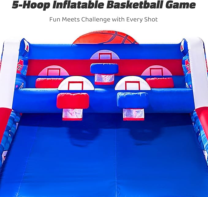 Inflatable Basketball Hoop Shot 13×10×10ft, Blow Up Inflatable Basketball Game with Balls, Air Blower, Inflatable Games for Outdoor Parties, Carnival Events, Lawn Games