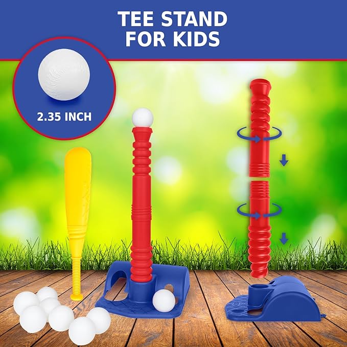 ToyVelt TBall Set for Kids 3-5, TBall Set Comes with 9 Balls, Best Toys Toys & Games, Ideal Tee Ball Set Birthday Gift for Boys and Girls, Great for Toddlers