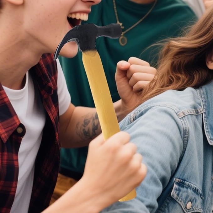 Fake Hammer Trick Toy - Disappearing Rubber Hammer, Stage Performance Accessory | Multipurpose Relaxing Toy Gimmick Props, Prank Prop, Carnival Cosplay Role Play Funny Comedy Gag for Entertainment