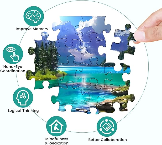 500 Pieces Puzzles for Adult Jigsaw Puzzle 500 Piece Puzzle Elderly Puzzle Mountain Forest Lake Puzzles Gift for Mom Dad Family Friend Family Activity Games Home Decor Wall Art 20.5x15IN