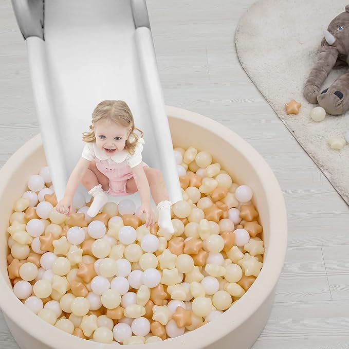 TRENDPLAY Star Ball Pit Balls for Toddlers -50 100 200 Count Star Balls Different Shapes, Non-Toxic Plastic Balls for Safe Play, Boys Girls Festival Party Decoration