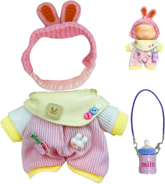 Used for Labubu Doll Outfit Clothes Designer Set,Compatible with Labubu Clothe Accessories for Doll (Pink Baby clothes-0425)