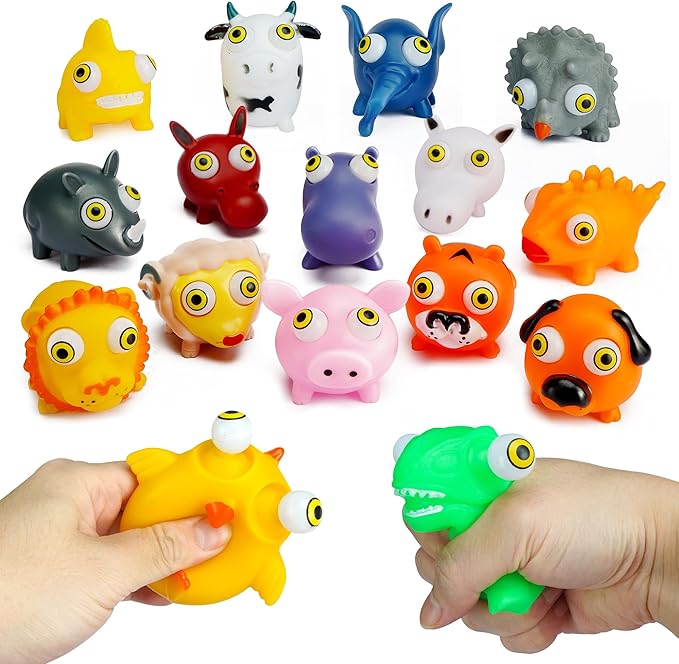 Animal Squeeze Toys Stress Relief Eye Popping Toy Pop Out Eyes Toy for Kids Boys Girls Sensory Fidget Toy Birthday Party Favors 16 Pack