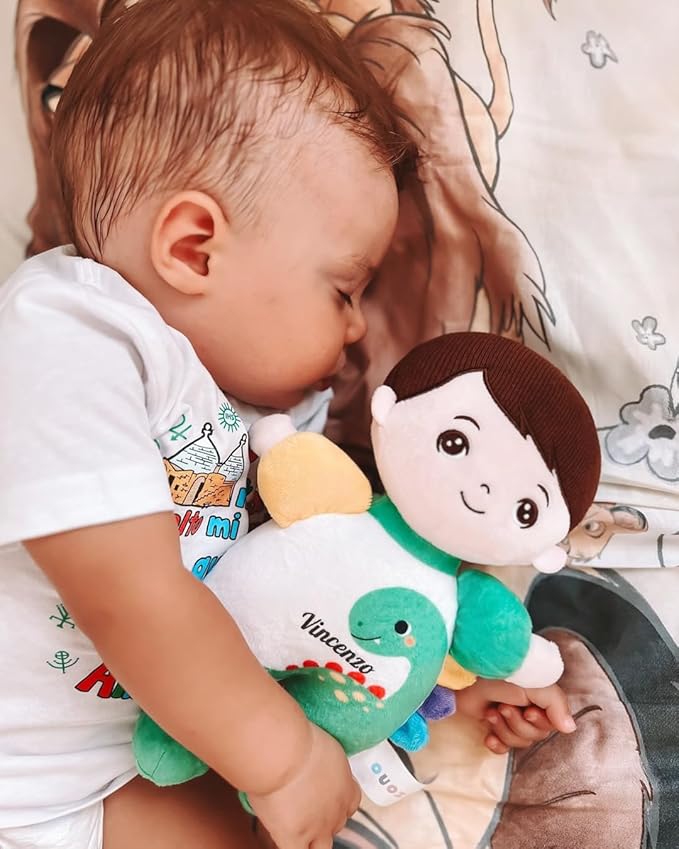 OUOZZZ 10" Soft Baby Boy Doll Set, Baby Doll Accessories Pretend Playset for Social Emotional Learning, Birthday Gift for 2 Year Olds Boy