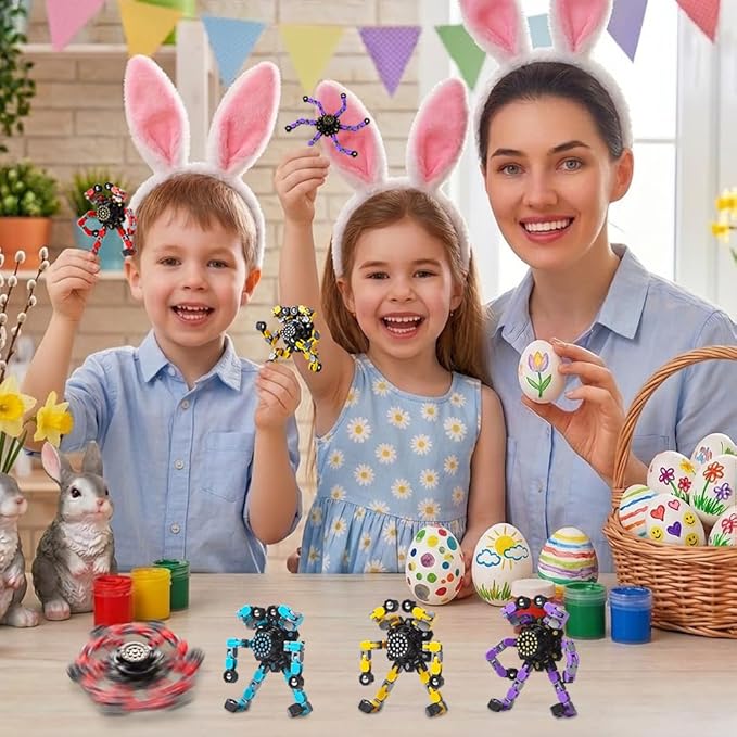 Easter Basket Stuffers,Transformable Fidget Spinners Toys 4 Pcs for Kids and Adults Stress Relief Sensory Toys for Boys and Girls Age 8-13 Fingertip Gyros Easter Party Favors Birthday Gifts for Teens