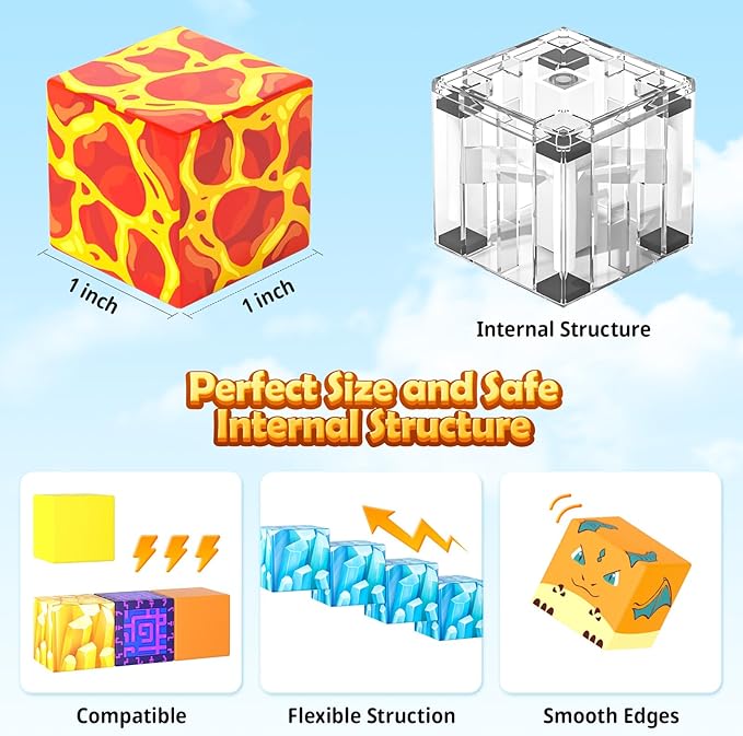 Coodoo Magnetic Blocks - Build Mine Magnet World Magic Sword Portal Set, Building Toys Magnetic Tiles for Kids 3+, Classroom Must Haves Sensory Toddlers Toys Kids Games Boys & Girls 3-5 5-7